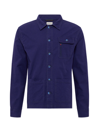 Dyb blå RedGreen herre-overshirt i let twill med knaplukning, brystlomme med klap og forlomme.