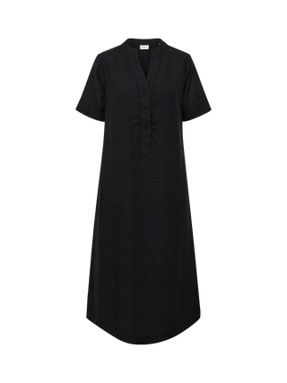 Dame kjole i sort fra Redgreen – hør / afslappet pasform / midi-længde