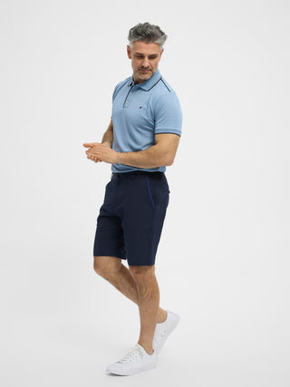 Navyblå RedGreen herreshorts med skrålommer med lyseblå kant og bæltestropper