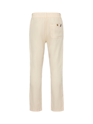 Cremefarvede RedGreen herrebukser med elastisk talje, bindebånd og skrålommer