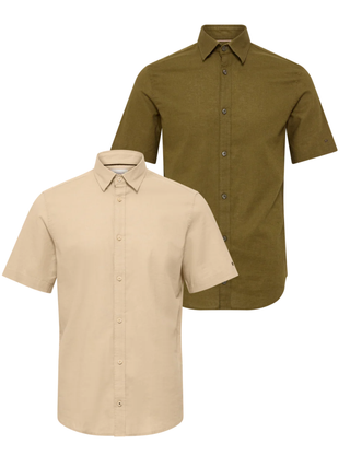 Asger Hørskjorte 2-pack – (Sand/grøn)