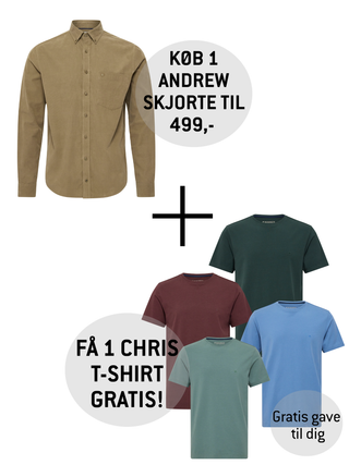 Køb 1 Andrew skjorte & få 1 Chris T-shirt i sæsonens farver