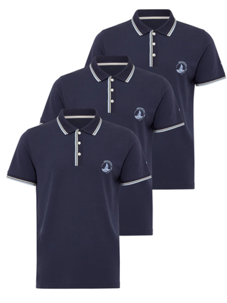 Marineblå herrepoloshirts fra Redgreen – klassisk design med broderet sejllogo og kontrastdetaljer ved krave og ærmer