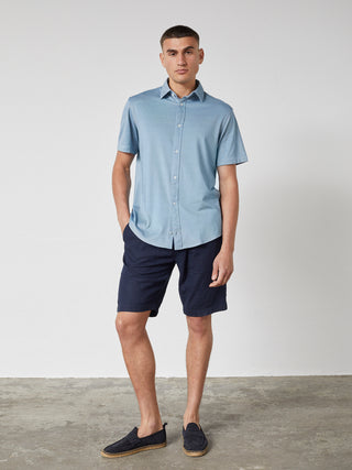 REDGREEN AMOS PIQUE SHIRT SS Shirt 4633 Blue Melange 17-4123