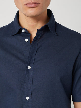 REDGREEN ASGER LINEN SHIRT SS Shirt 0682 NAVY