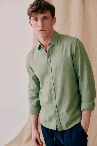 REDGREEN MEN Anton Linnen Shirt Shirt 0711 Light Olive