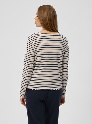 REDGREEN WOMAN Cambridge Long Sleeve Tee 121 Ecru Stripe