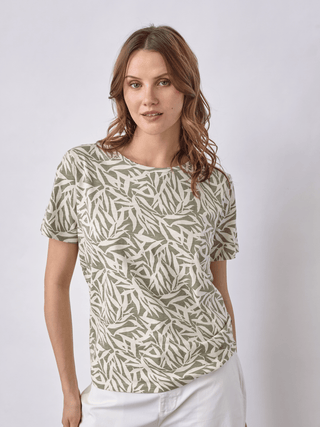 REDGREEN WOMAN Celina T-shirt Short Sleeve Tee 373 Light Green Pattern