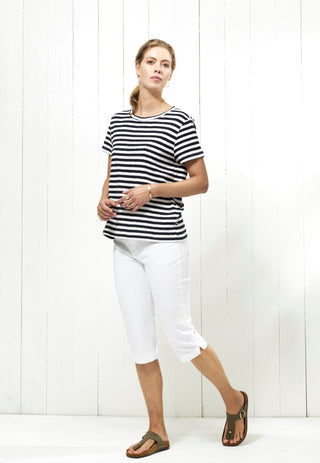 REDGREEN WOMAN Chanel T-shirt Short Sleeve Tee 168 Navy Stripe