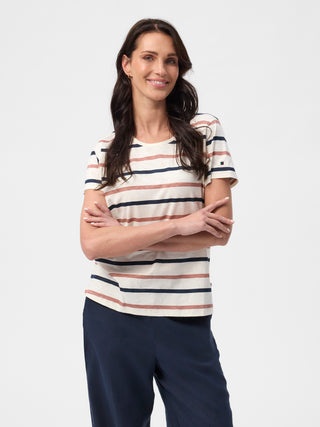 REDGREEN WOMAN Chris T-shirt Short Sleeve Tee 142 Dark Rose Stripe