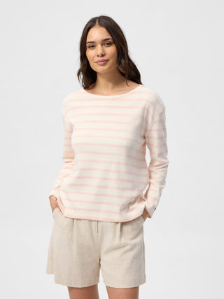 REDGREEN WOMAN Claudia T-shirt Long Sleeve Tee 140 Rose Pastel Stripe