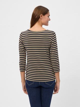 REDGREEN WOMAN Cleo T-shirt Long Sleeve Tee 124 Mid Sand Stripe