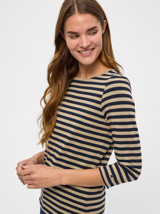 REDGREEN WOMAN Cleo T-shirt Long Sleeve Tee 124 Mid Sand Stripe