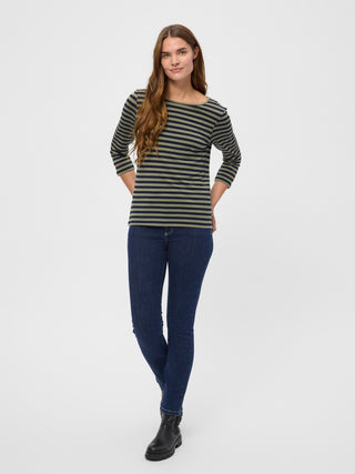 REDGREEN WOMAN Cleo T-shirt Long Sleeve Tee 177 Olive Stripe