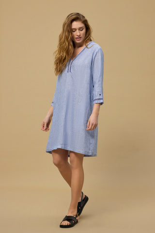 REDGREEN WOMAN Diaz Linen Dress Dresses / Shirts 161 Sky Blue Stripe