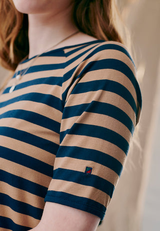 REDGREEN WOMAN Hedy Short Sleeve T-shirt Short Sleeve Tee 126 Light Brown Stripe