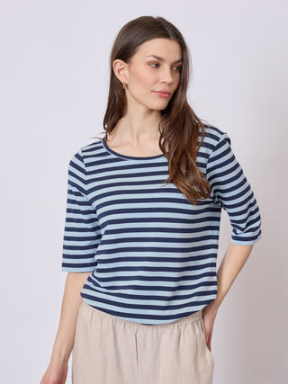 REDGREEN WOMAN Hedy Short Sleeve T-shirt Short Sleeve Tee 162 Light Blue Stripe