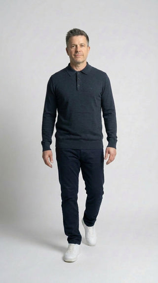 REDGREEN REDGREEN Langærmet Strikket Polo Knit Navy